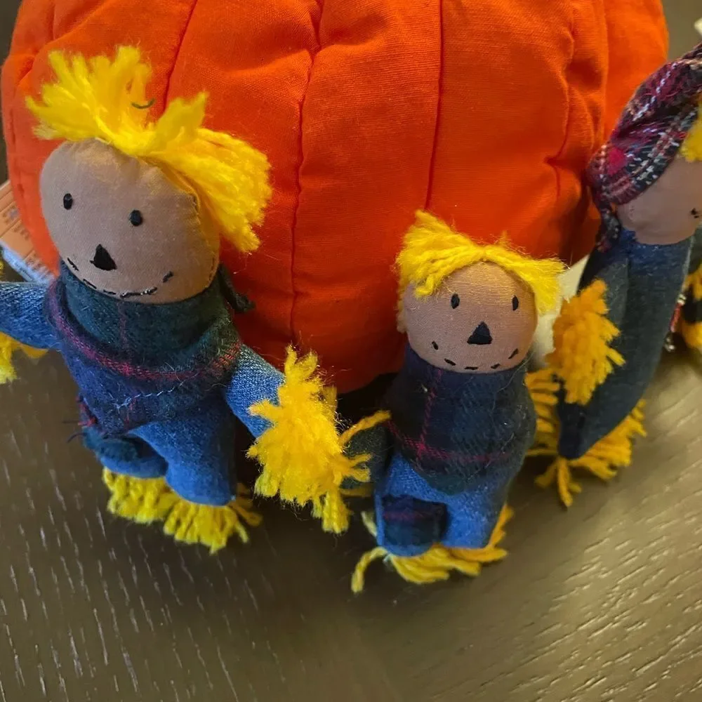 Vintage Pier 1 Soft Pumpkin and Scarecrow Family